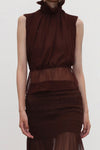 OUDE WAAG High-Neck Shirred Halter Vest OW-OW-25SS-TP02-JZ (PU790 Crimson Purple) (OW-25SS-TP02 OW-25PF-TP03)